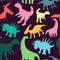 Trendy collection with colorful dinosaurs pattern kids. Creative childish seamless texture. Cute monster vector design