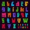 Trendy colored vector alphabet built from blocks