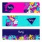 Trendy colorful banners crazy party. Abstract modern color elements in graffiti style