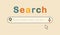 Trendy and colorful cute Search Bar with magnifying glass, voice, and cursor pointer icons on pink background interface