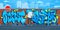 Trendy Colorful Outdoor Urban Streetart Graffiti Wall With Drawings Against The Background Of The Cityscape Vector Illustration