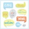 Trendy and colorful speech bubbles set with some words