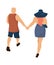 Trendy couple. Vector illustration cartoon romance people walking. Back view romantic stylish couple