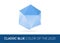 Trendy Crystal Triangulated Gem Sign Element in Trendy Classic Blue Color. Geometric Low Polygon Style. Visual Identity. Vector