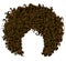 Trendy curly dark brown hair . realistic 3d . spherical hairs