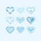 Trendy and cute blue pastel color assorted baby boy hearts icons set frame