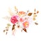 Trendy dried palm leaves, blush pink rose, orange ranunculus, white hydrangea
