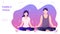 Trendy family yoga concept vector. Meditation, self-improvement, controlling mind and emotions