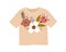 Trendy fashion clothes with handmade flower embroidery in retro style. Customized t-shirt with DIY pattern. Flat vector