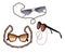 Trendy fashionable illustration with sunglasses. Raster fashion illustration o