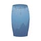 Trendy female blue narrow denim skirt front view. Vector illustration in flat cartoon style.