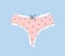 Trendy female panties. Cute pink underpants with bow. Home nightclothes. Modern hand drawn undergarments. Vintage vector