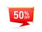 Trendy flat advertising with red 50 discount flat badge for promo design. Poster badge. Business design. Vector