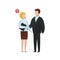 Trendy flat harrasment character vector cartoon illustration. Sexual harrasment concept. Man touches a woman by hand isolated on