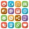 Trendy flat social network icon set Vector