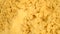 Trendy flat view closeup yellow macaroni. Farfale falling down.