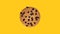 trendy food animation spinning cookies with chocolate drops on yellow background