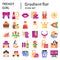 Trendy girl flat icon set, girly symbols collection, vector sketches, logo illustrations, female staff signs color