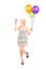 Trendy girl holding a pink cocktail and balloons