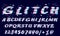 Trendy Glitch distorted font letters and numbers. Vector set with broken pixel effect,old distorted TV matrix effect. Video game