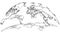 Trendy Globe Map Drawn with Pen. Stylish Vector Outline