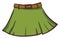 A trendy green skirt with brown belt vector or color illustration