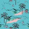 Trendy hawaiian in sweet color seamless island pattern vector.