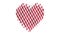 Trendy heart shape animation with moving red waves on the white background