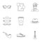 Trendy hipsters icons set, outline style