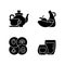 Trendy kitchenware black glyph icons set on white space