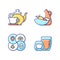 Trendy kitchenware RGB color icons set