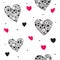 TRENDY LOVE HAND DRAW WITH CIRCLE. SEAMLESS VECTOR PATTERN. DIVERSE SYMBOL HEART GRUNGE ART TEXTURE. VALENTINES DAY BACKGROUND