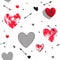 TRENDY LOVE HAND DRAW SEAMLESS VECTOR PATTERN. DIVERSE SYMBOL HEART GRUNGE ART TEXTURE. VALENTINES DAY BACKGROUND