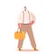 Trendy Man Wear Hipster Clothes, Hat pants on Suspenders and Yellow Handbag, Old Male Character, Isolated Stylish Senior