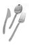 Trendy metal fork knife and spoon isolated