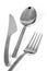 Trendy metal fork knife and spoon isolated