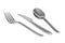 Trendy metal fork knife and spoon isolated on whit