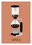 Trendy minimalist poster with glass syphon coffee pot and hot fresh brewed speciality coffee. Japanese craft coffee