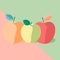 Trendy minimalist vector illustration of three colorful apples.