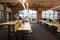 Trendy modern open concept loft office space with big windows, natural light and a layout to encourage collaboration