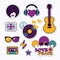 Trendy musical patches, stickers and pins