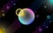 Trendy Neon Bubbles With Background. Round Bubbles With Glowing Light Effects