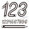 Trendy numbers collection, vector numeration created using stationery design, constructed with pencils. Can be used as logo