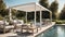 Trendy outdoor patio pergola shade structure, awning and patio roof,