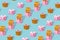 Trendy pattern with toilet paper with diamonds and glitter on a pastel pink background