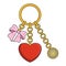 Trendy pendant with chains, heart and bow.