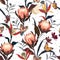 Trendy retro Protea flowers and botanical garden with moon shine