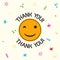 Trendy retro smile sticker with text Thank you