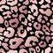 Trendy rose gold leopard abstract seamless pattern. Vector wild animal cheetah skin golden metallic pink texture on black