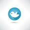 Trendy round blue twitter bird social media web. Bird icon.